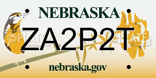 ZA2P2T Nebraska License Plate