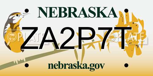 ZA2P7T Nebraska License Plate
