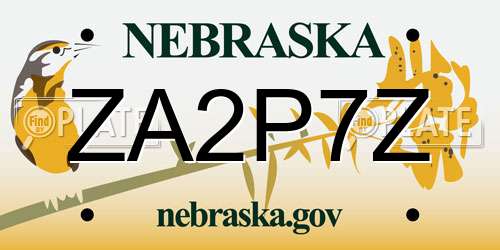 ZA2P7Z Nebraska License Plate