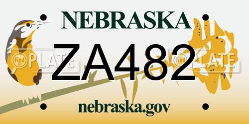 ZA482 Nebraska License Plate