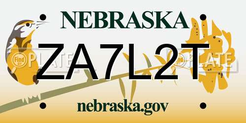 ZA7L2T Nebraska License Plate