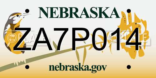 ZA7P014 Nebraska License Plate