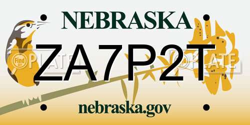 ZA7P2T Nebraska License Plate