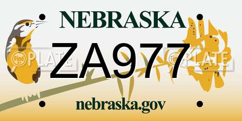 ZA977 Nebraska License Plate