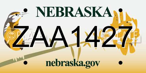 ZAA1427 Nebraska License Plate