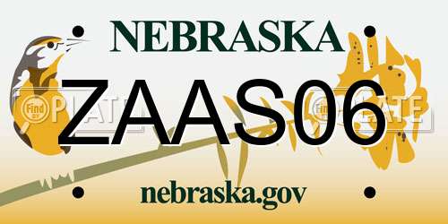 ZAAS06 Nebraska License Plate