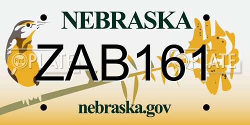 ZAB161 Nebraska License Plate