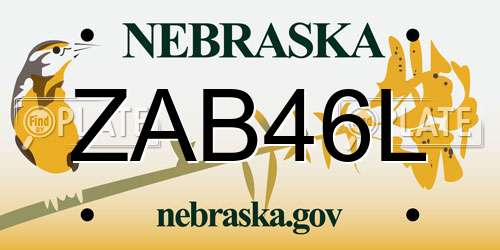 ZAB46L Nebraska License Plate