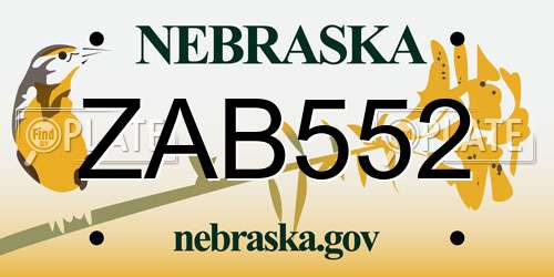 ZAB552 Nebraska License Plate