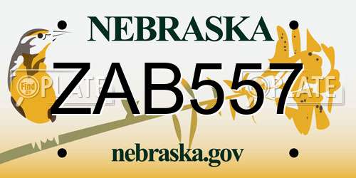 ZAB557 Nebraska License Plate