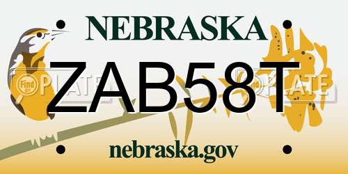 ZAB58T Nebraska License Plate