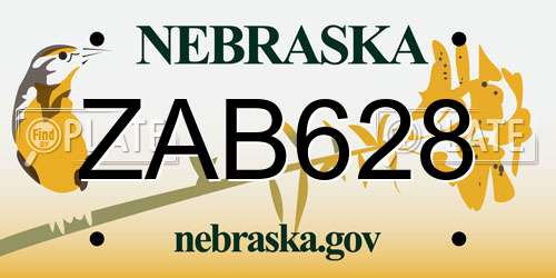 ZAB628 Nebraska License Plate