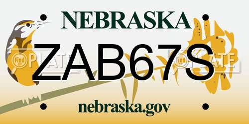 ZAB67S Nebraska License Plate