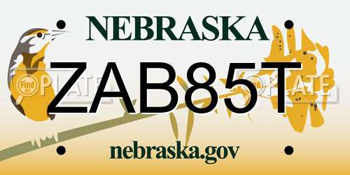 ZAB85T Nebraska License Plate