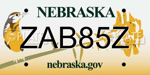 ZAB85Z Nebraska License Plate