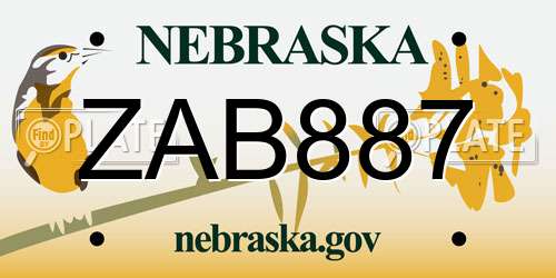 ZAB887 Nebraska License Plate