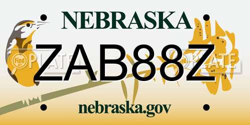 ZAB88Z Nebraska License Plate