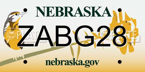 ZABG28 Nebraska License Plate
