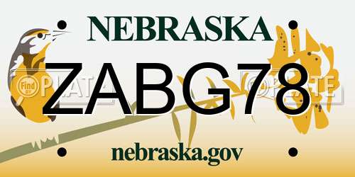 ZABG78 Nebraska License Plate