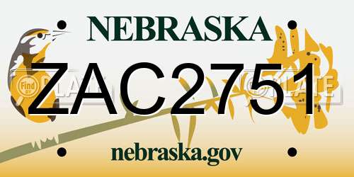 ZAC2751 Nebraska License Plate