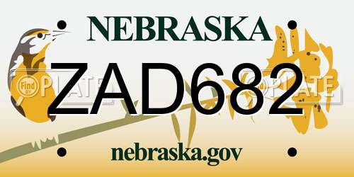 ZAD682 Nebraska License Plate