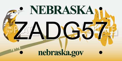 ZADG57 Nebraska License Plate