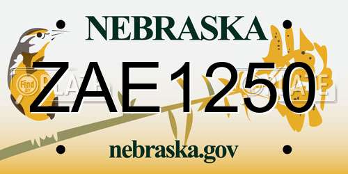 ZAE1250 Nebraska License Plate