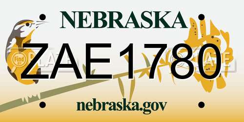 ZAE1780 Nebraska License Plate