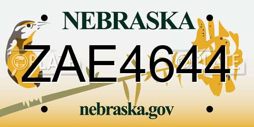 ZAE4644 Nebraska License Plate