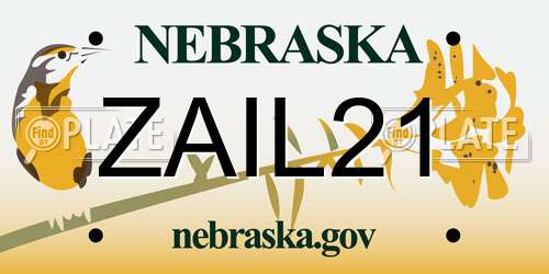 ZAIL21 Nebraska License Plate