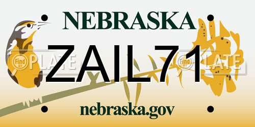 ZAIL71 Nebraska License Plate