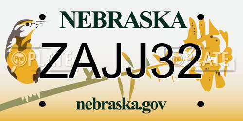 ZAJJ32 Nebraska License Plate