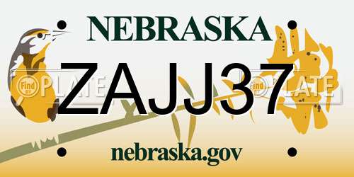 ZAJJ37 Nebraska License Plate
