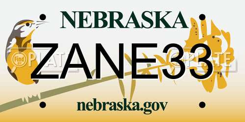 ZANE33 Nebraska License Plate