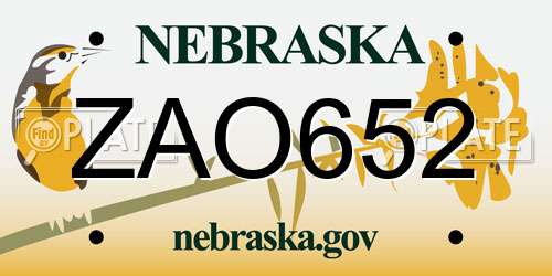 ZAO652 Nebraska License Plate