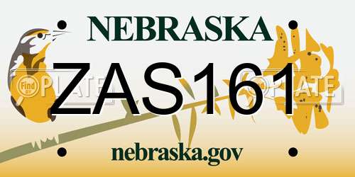ZAS161 Nebraska License Plate