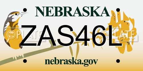 ZAS46L Nebraska License Plate