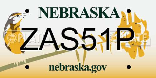 ZAS51P Nebraska License Plate
