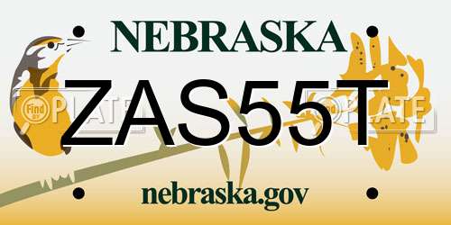 ZAS55T Nebraska License Plate
