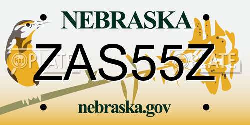 ZAS55Z Nebraska License Plate