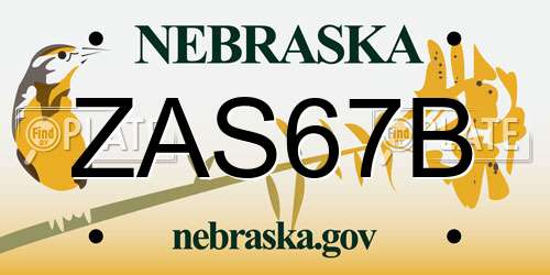 ZAS67B Nebraska License Plate