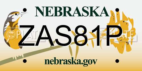 ZAS81P Nebraska License Plate