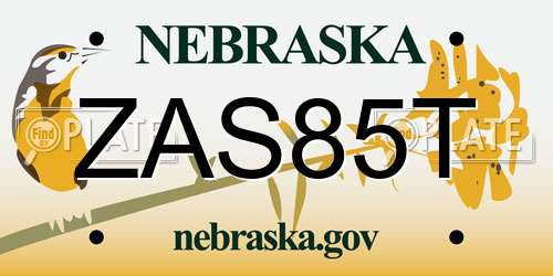 ZAS85T Nebraska License Plate