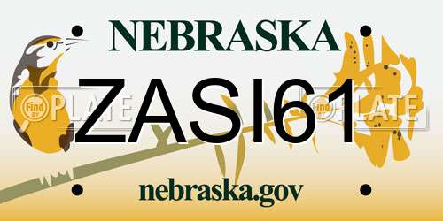 ZASI61 Nebraska License Plate