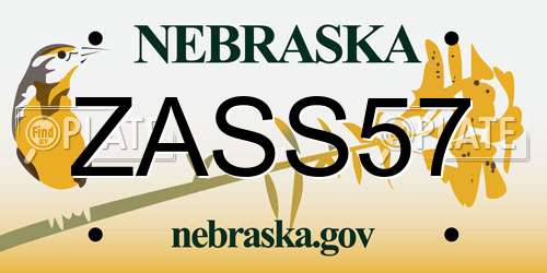 ZASS57 Nebraska License Plate