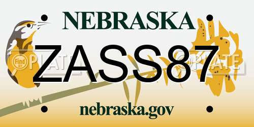ZASS87 Nebraska License Plate