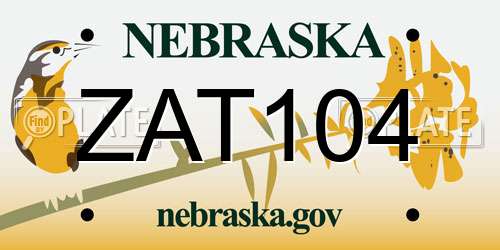 ZAT104 Nebraska License Plate