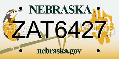 ZAT6427 Nebraska License Plate