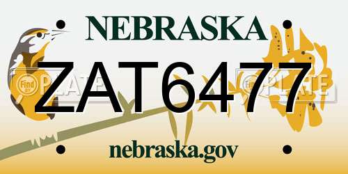 ZAT6477 Nebraska License Plate