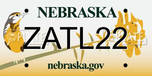ZATL22 Nebraska License Plate